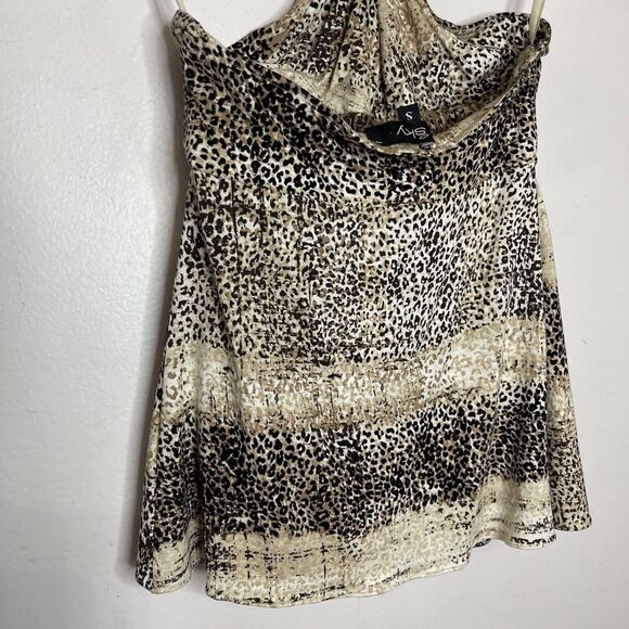 SKY BoHo CHIC Leopard Print Beaded Accent Key Home Halter Tank Top Y2K Small - Picture 9 of 9